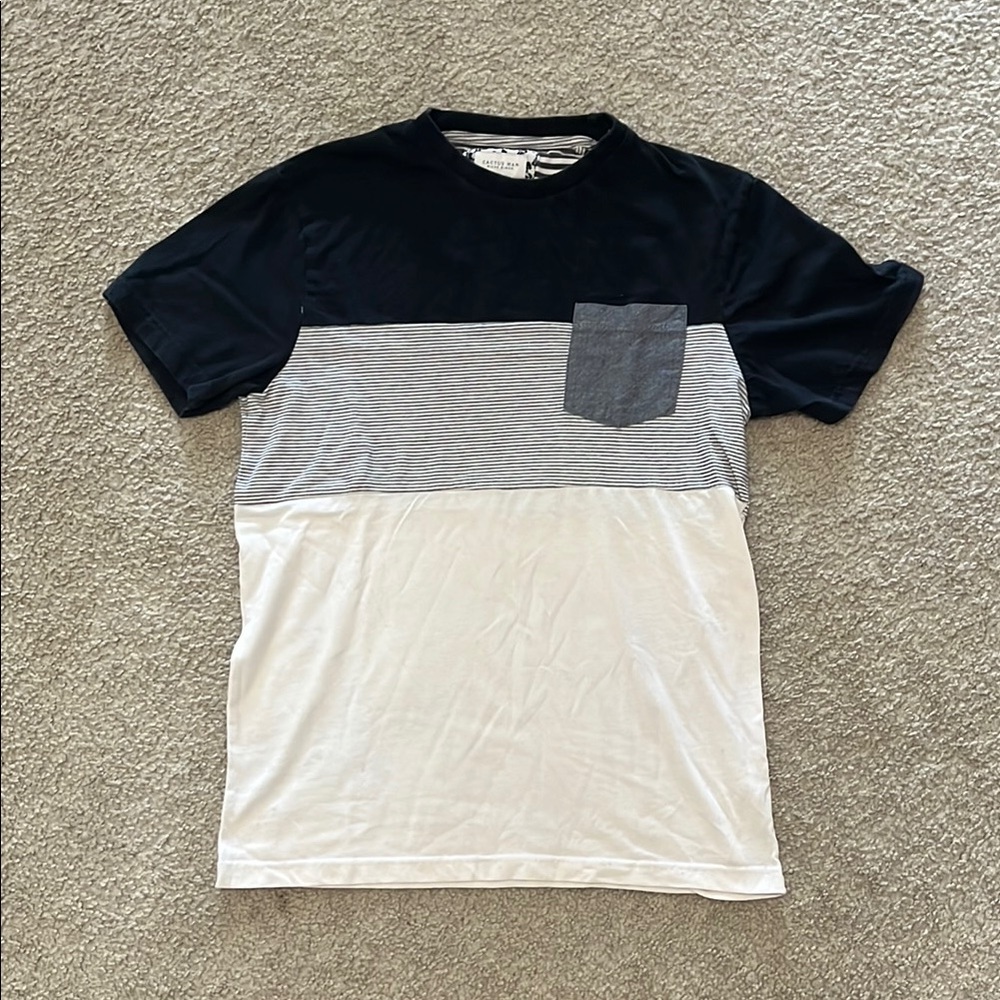Men's Black and White Striped T-Shirt